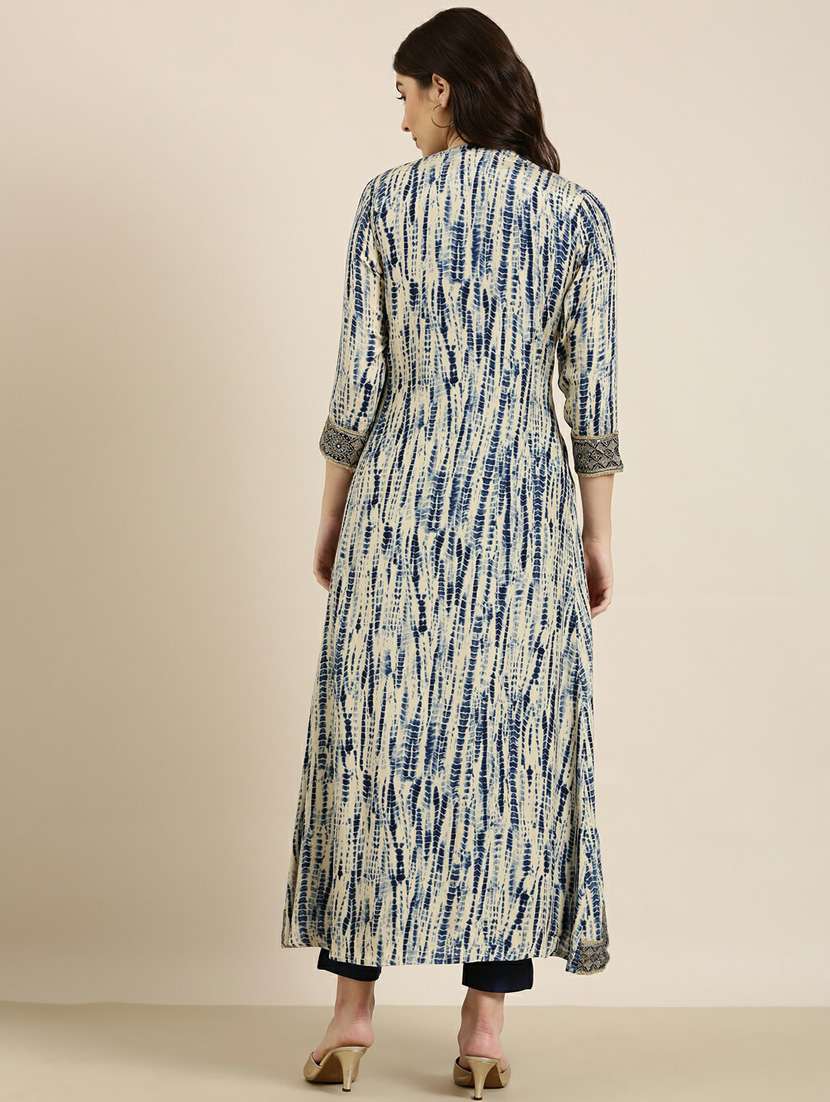 navy embroidered kurta with jacket - 20252351 -  Standard Image - 2