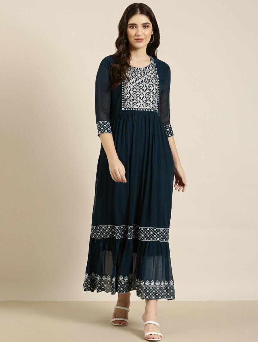 women embroidered tiered kurta - 20252392 -  Zoom Image - 0