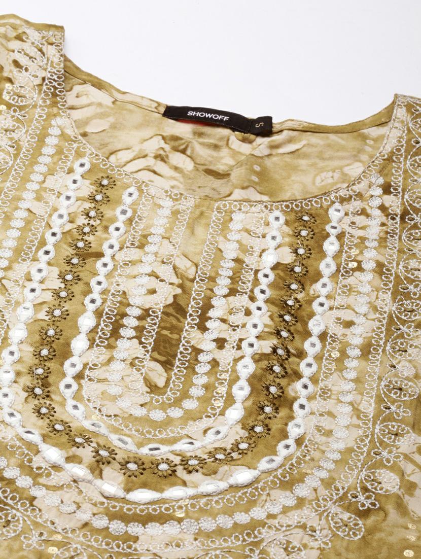 olive cotton straight kurta - 20252462 - Standard Image - 7