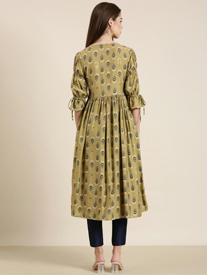 beige floral printed straight kurta - 20252518 - Standard Image - 2