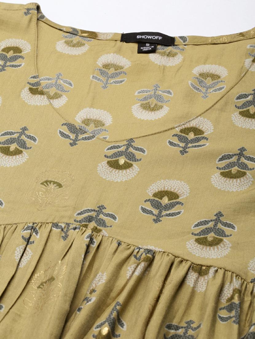 beige floral printed straight kurta - 20252518 - Standard Image - 7