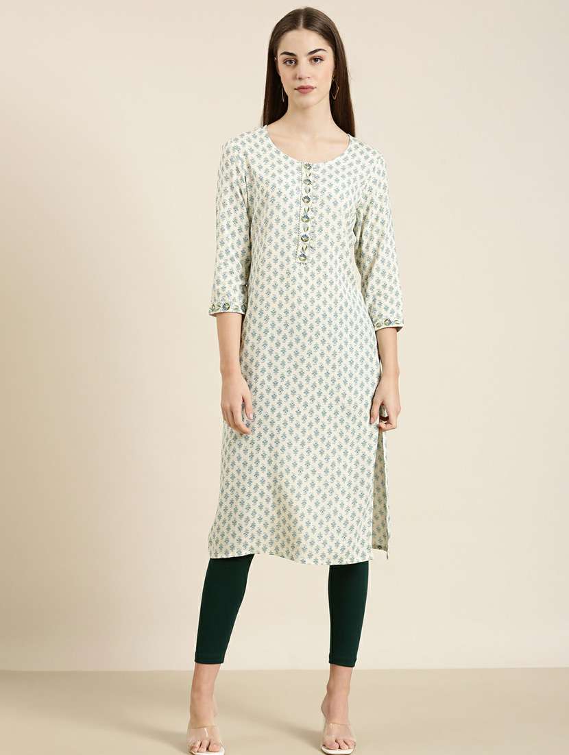 off-white paisley printed straight kurta
