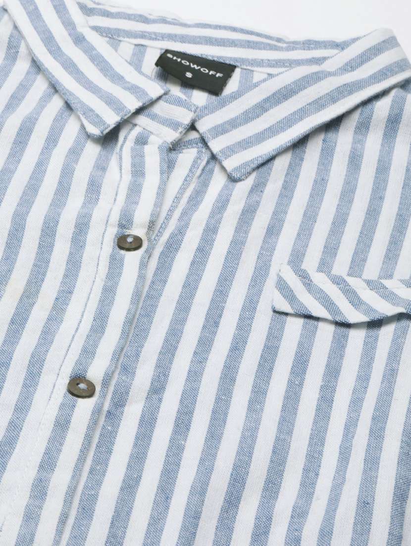 blue striped a-line kurta - 20252612 -  Standard Image - 7