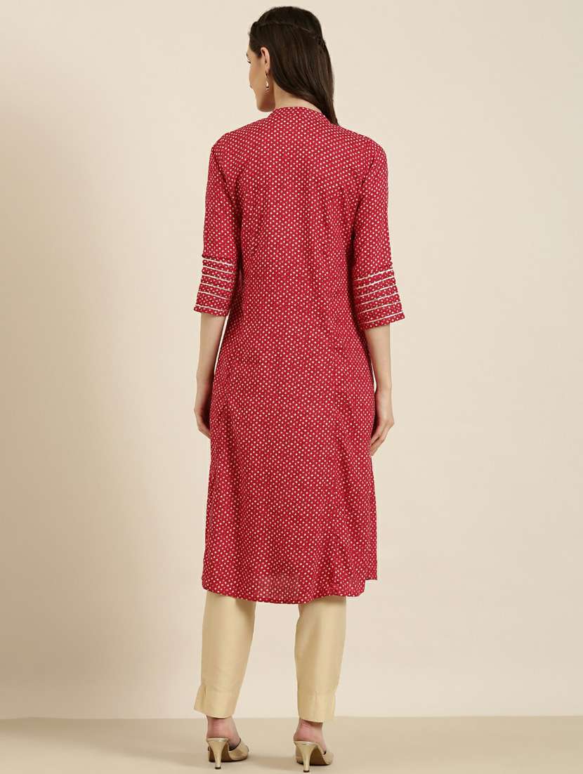 women mandarin neck printed a-line kurta - 20252621 - Standard Image - 2