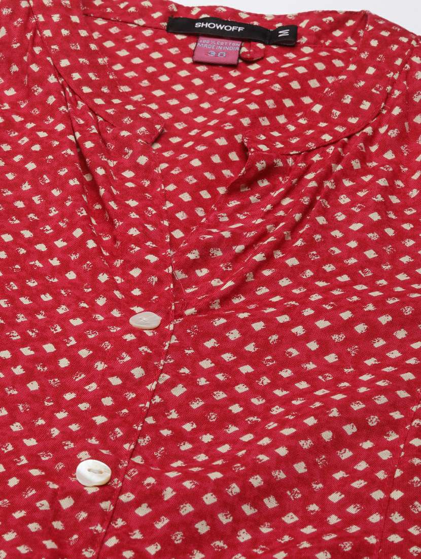 women mandarin neck printed a-line kurta - 20252621 - Standard Image - 7