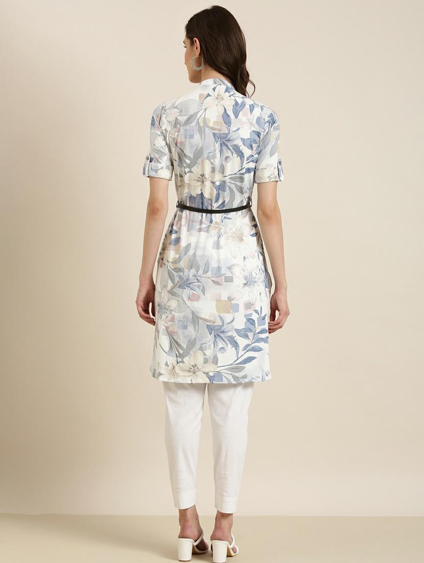 white cotton aline kurta - 20252651 - Standard Image - 2
