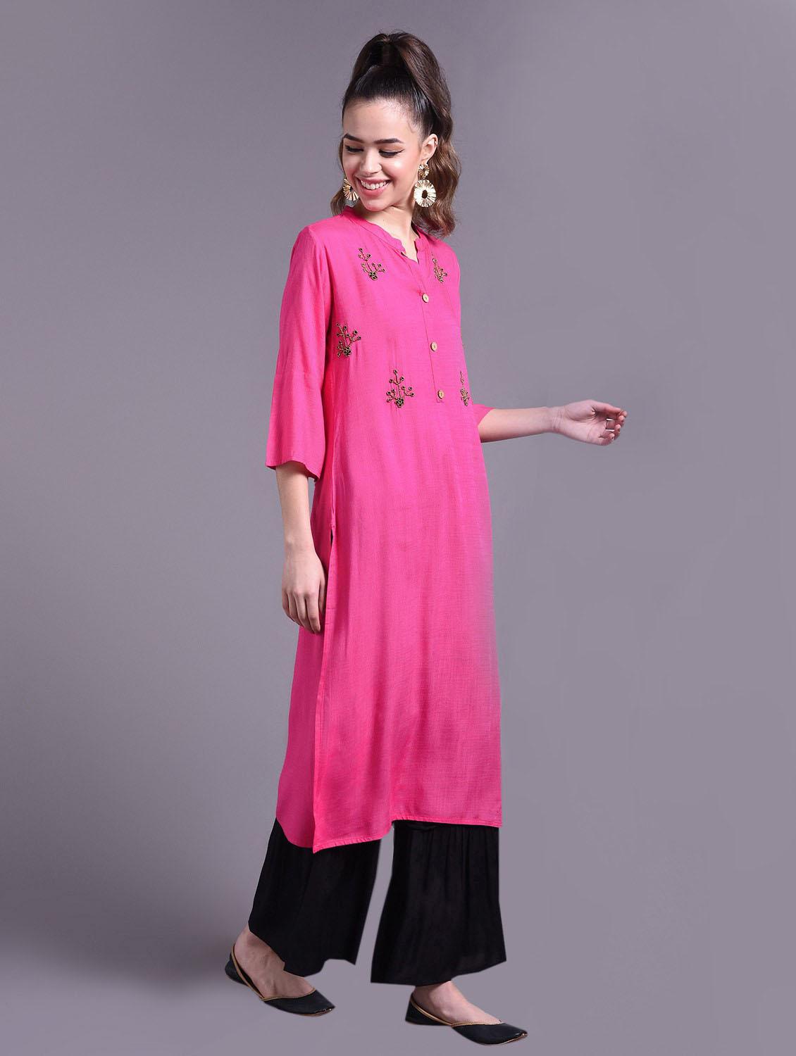 pink colored kurta sharara set - 20254632 - Standard Image - 2
