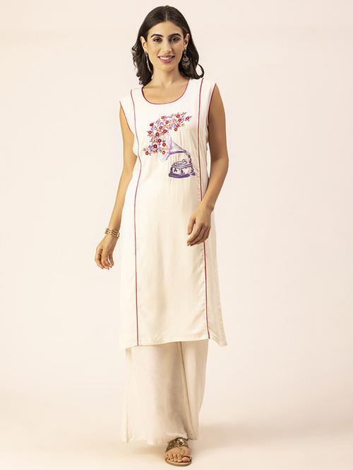 women embroidered straight kurta - 20254839 -  Standard Image - 0
