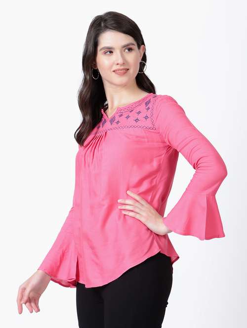 neck embroidered a-line top - 20255592 -  Standard Image - 0