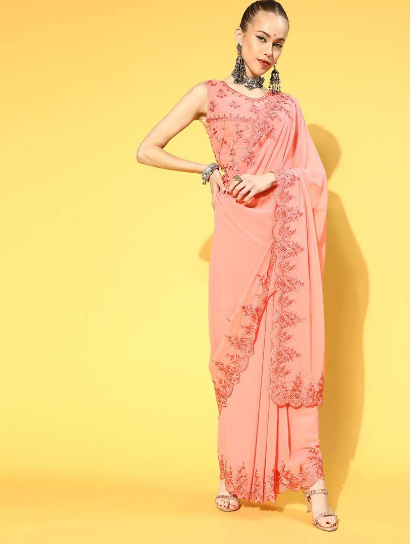 women's embroidered saree with blouse