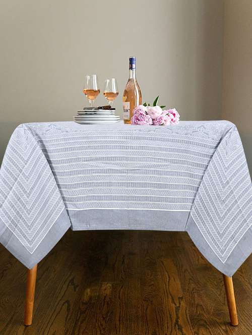indhome life cotton rectangular pack of 1 , 6 seater dining table cloth, 60 x 90 inch - 20256514 -  Standard Image - 0