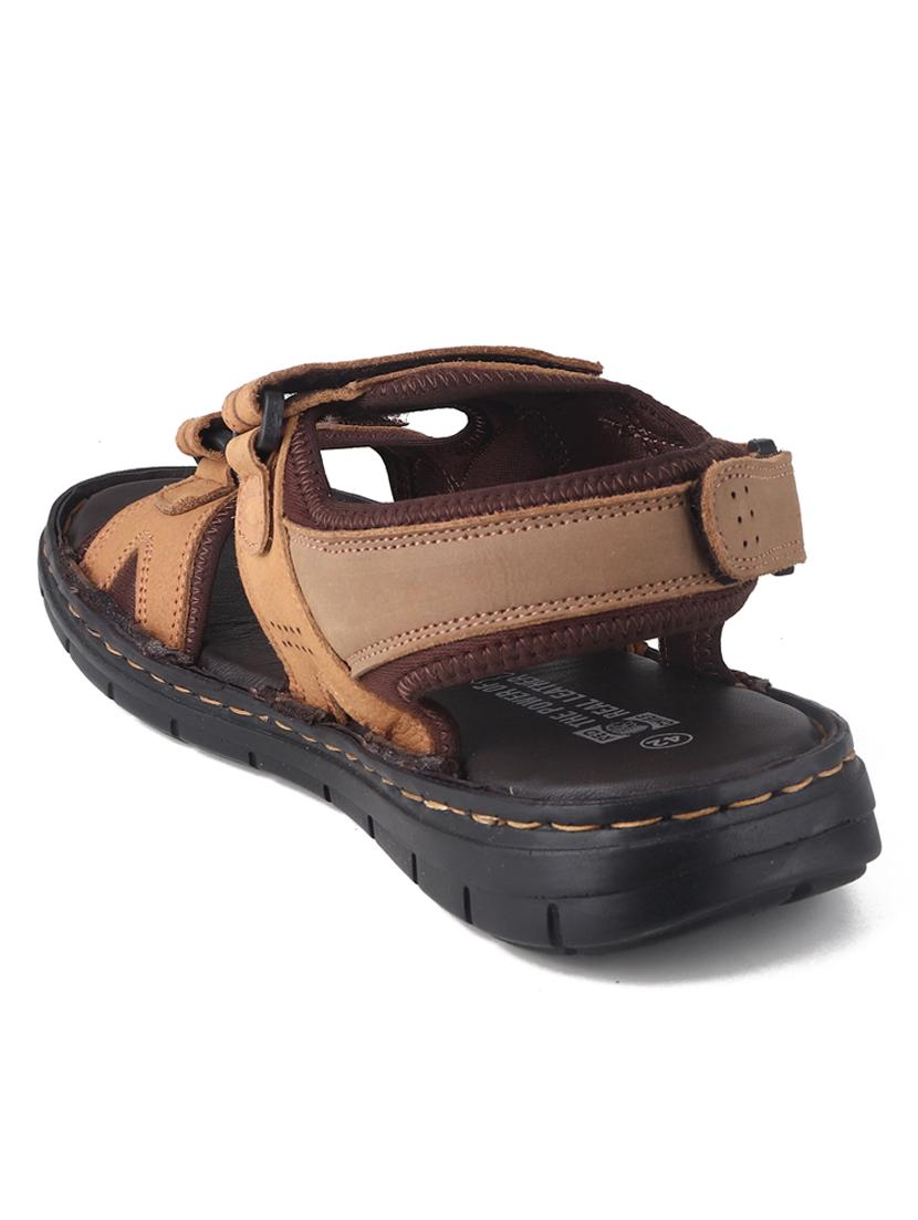 men brown back strap casual sandal - 20256578 - Standard Image - 2