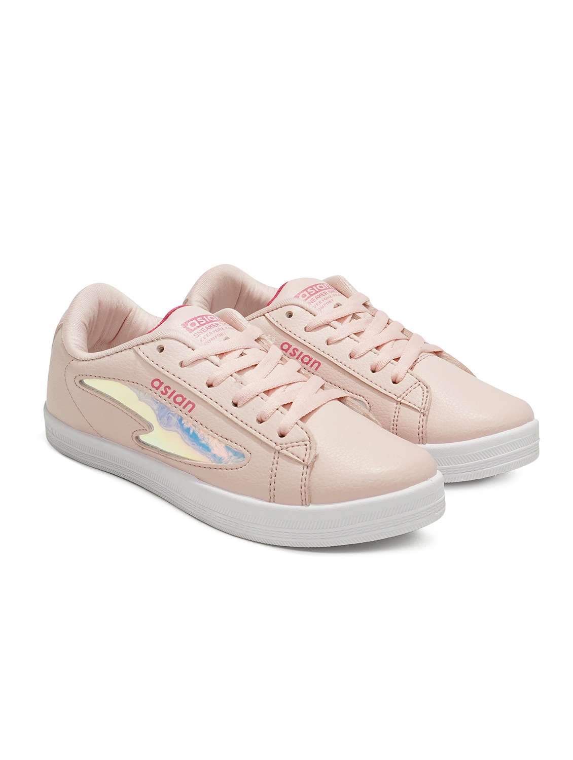 women peach lace-up sneaker