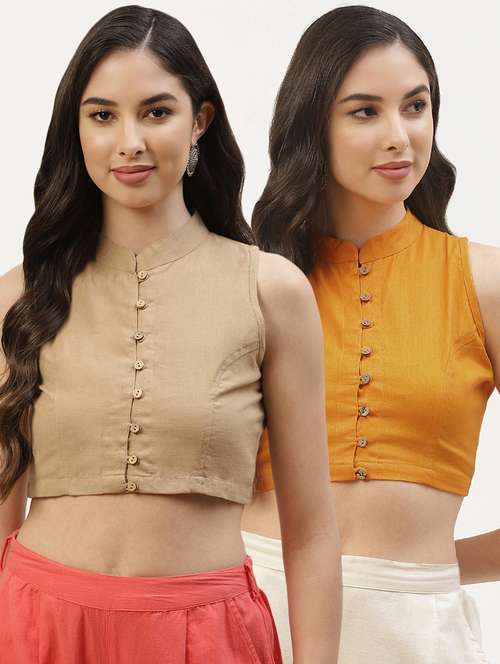 pack of 2 solid stitched blouse - 20259248 -  Standard Image - 0