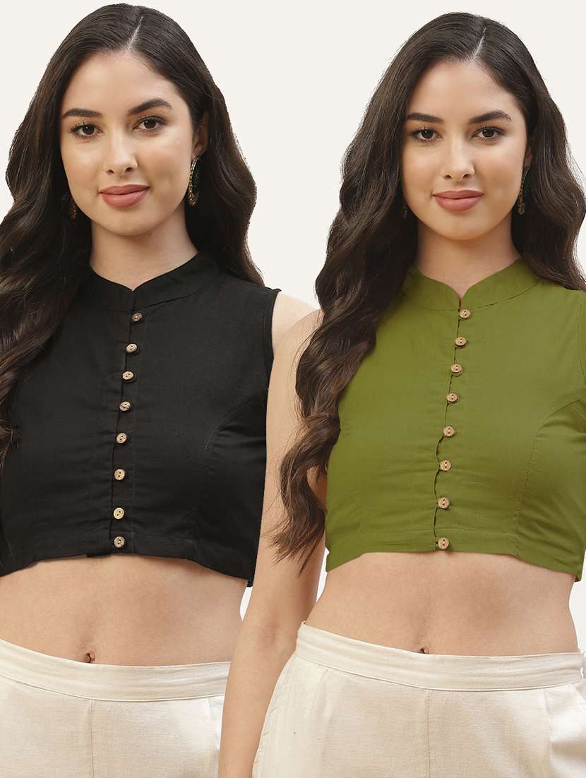 pack of 2 solid front open sleeveless blouse