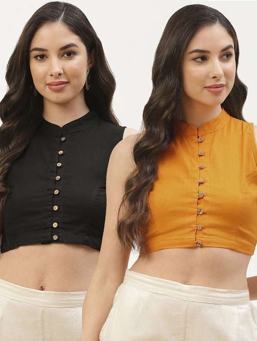 black solid stitched blouse - 20259253 - Standard Image - 0