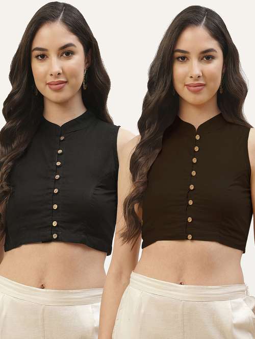 pack of 2 solid front open sleeveless blouse - 20259262 -  Standard Image - 0