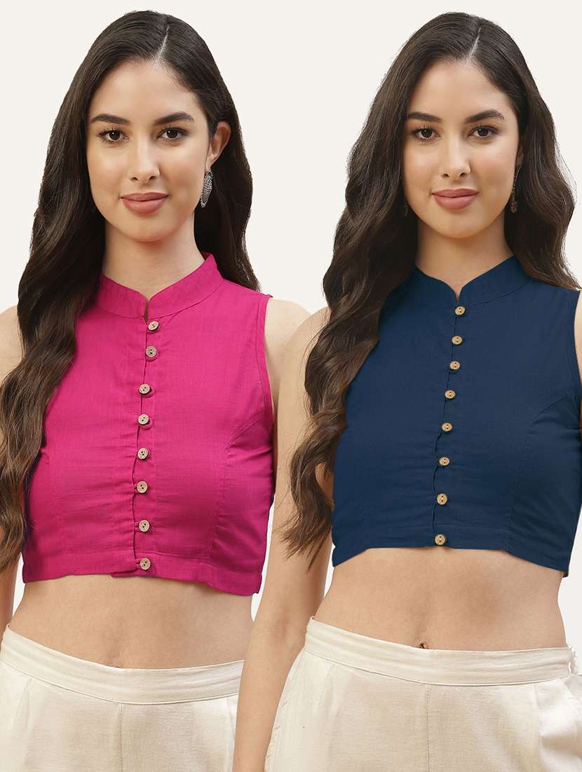 pack of 2 solid front open sleeveless blouse - 20259276 -  Zoom Image - 0