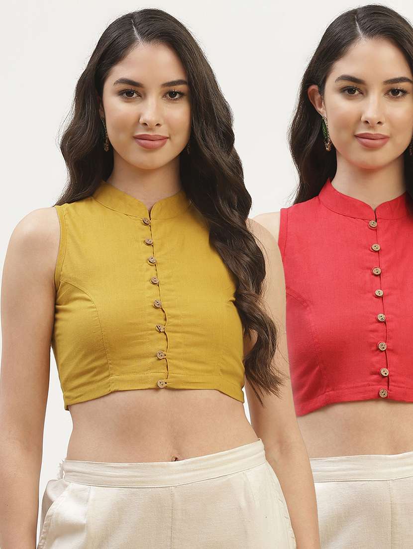pack of 2 solid front open sleeveless blouse