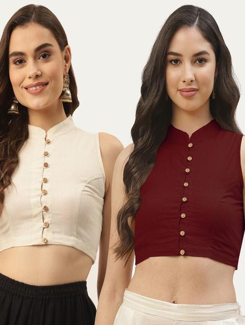 pack of 2 solid front open sleeveless blouse - 20259296 -  Standard Image - 0
