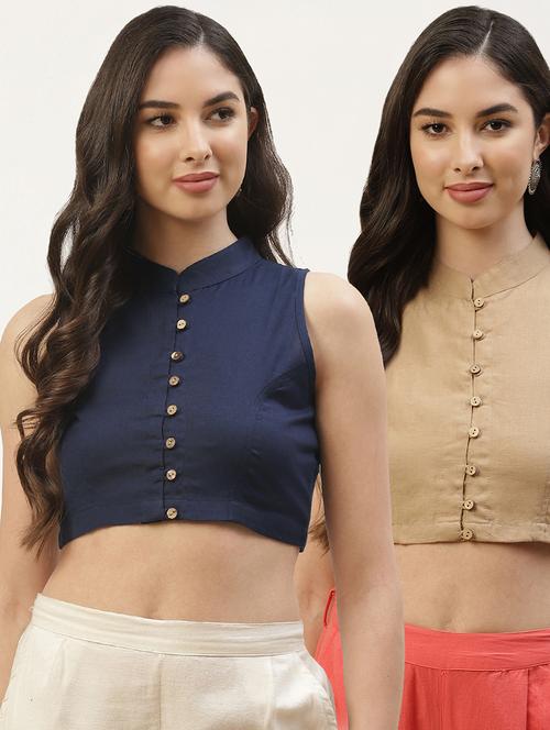 pack of 2 solid front open sleeveless blouse - 20259307 - Standard Image - 0