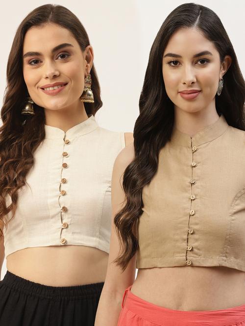 pack of 2 solid front open sleeveless blouse - 20259311 -  Standard Image - 0