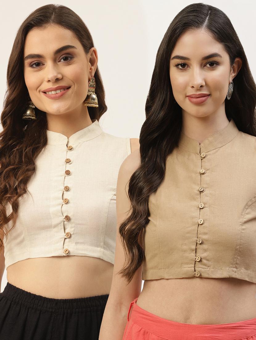 pack of 2 solid front open sleeveless blouse - 20259311 -  Zoom Image - 0