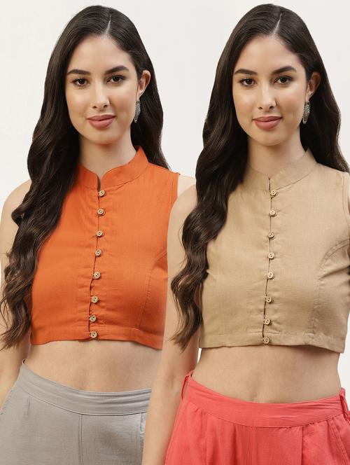 pack of 2 solid front open sleeveless blouse - 20259312 -  Standard Image - 0