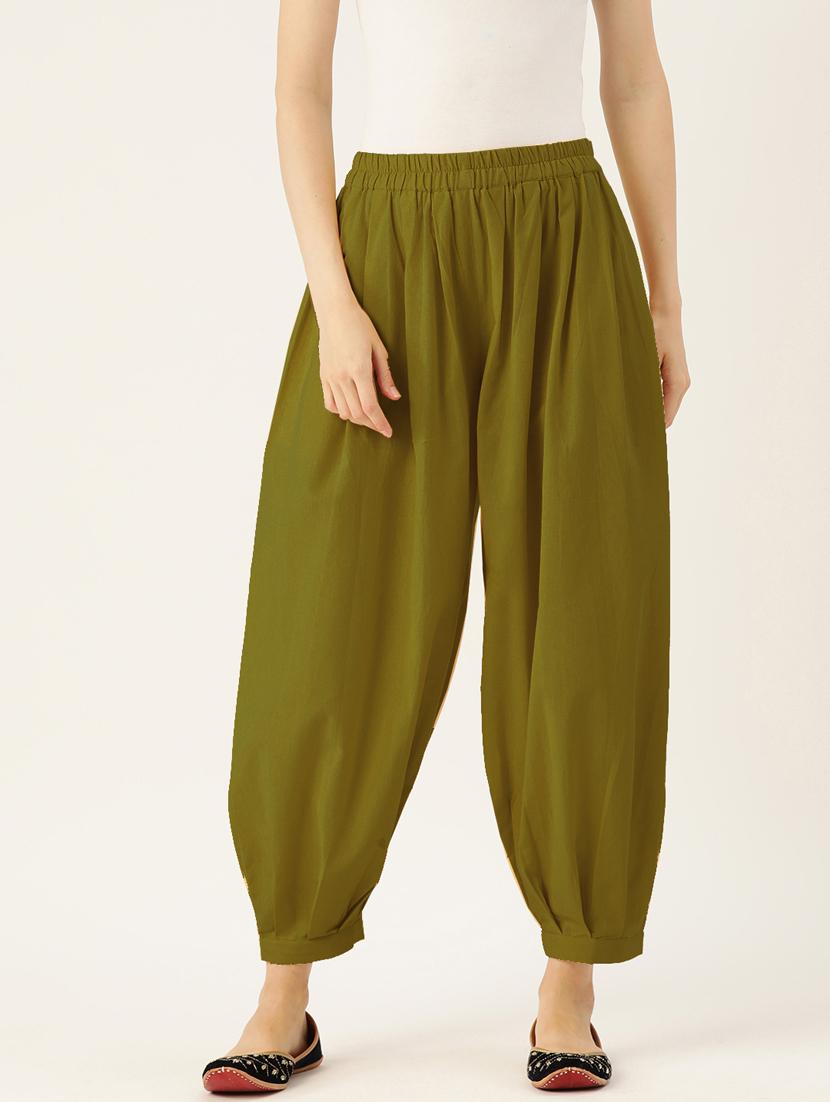 olive green cotton salwar - 20259338 - Zoom Image - 0