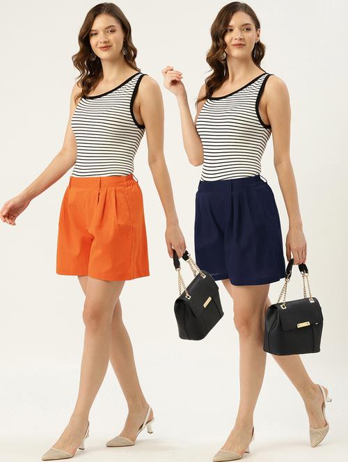 pack of 2 multi colored solid short - 20259359 - Standard Image - 0