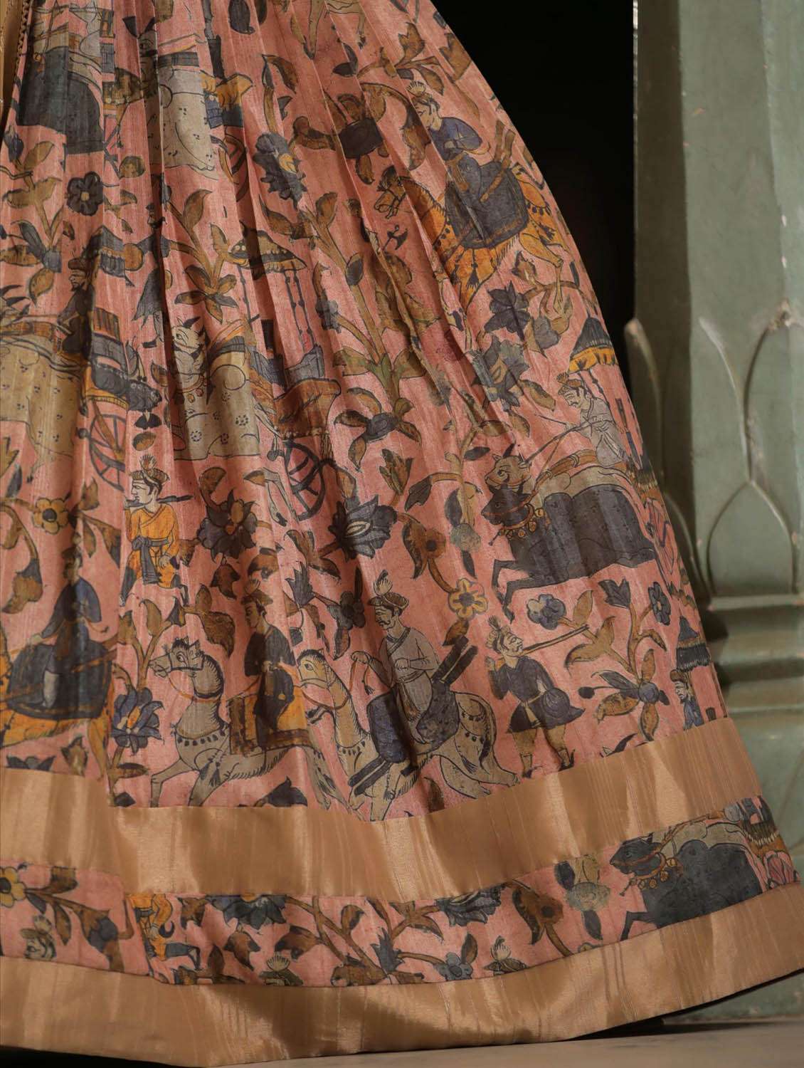 peach flared stitched lehenga - 20261596 -  Standard Image - 7