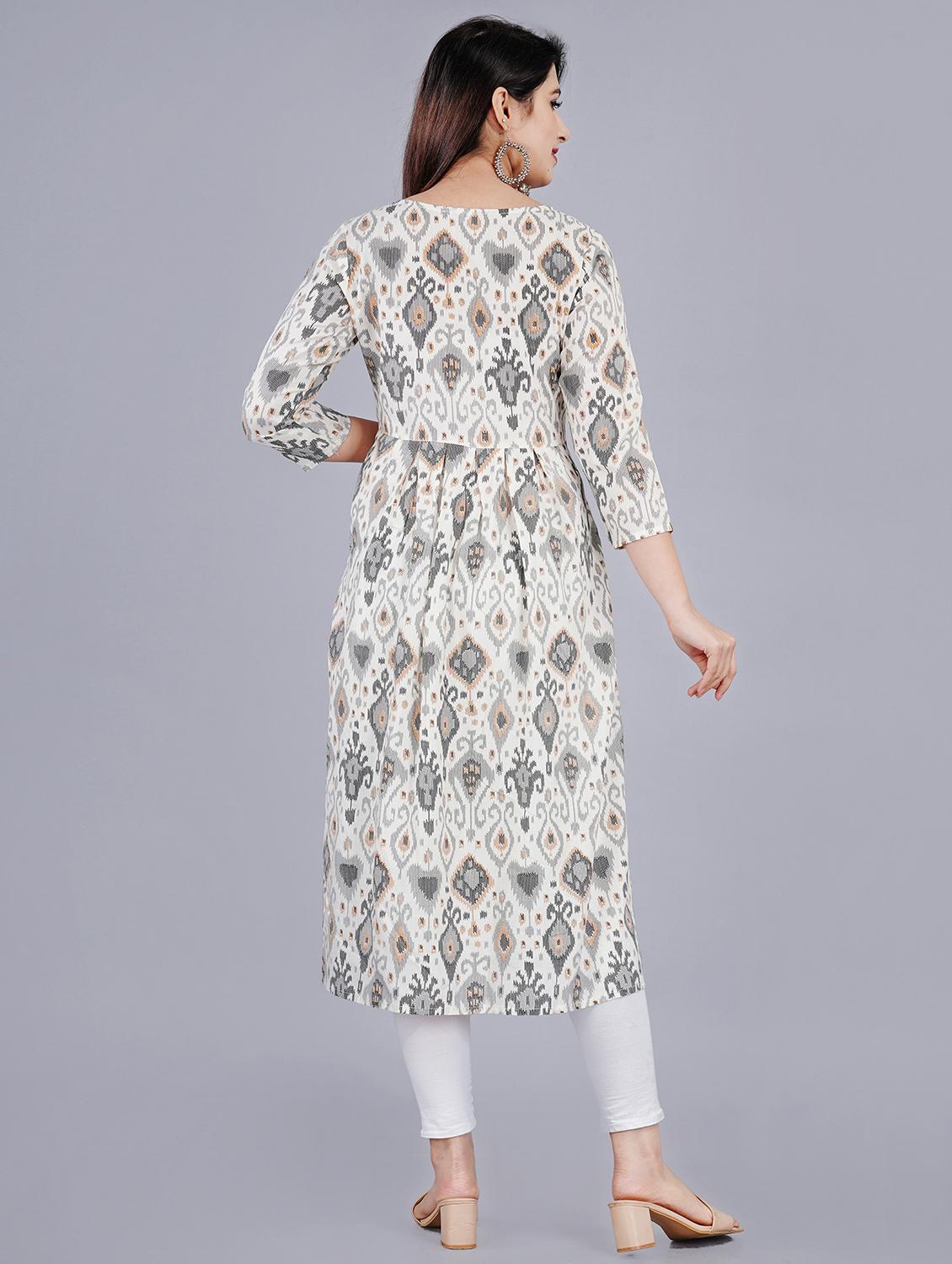 women grey key hole neck a-line kurta - 20263849 - Standard Image - 2