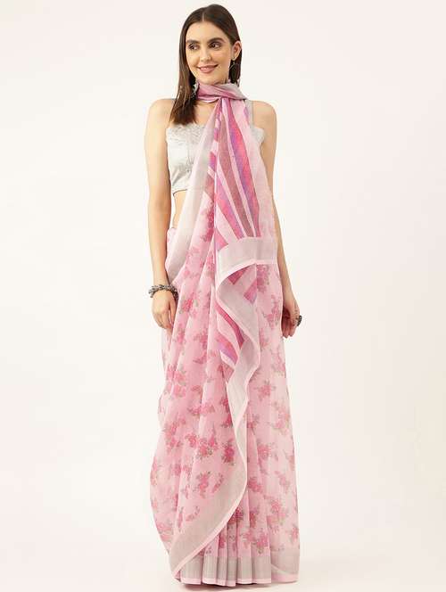 women's floral pink colored saree with blouse - 20264657 -  Standard Image - 0
