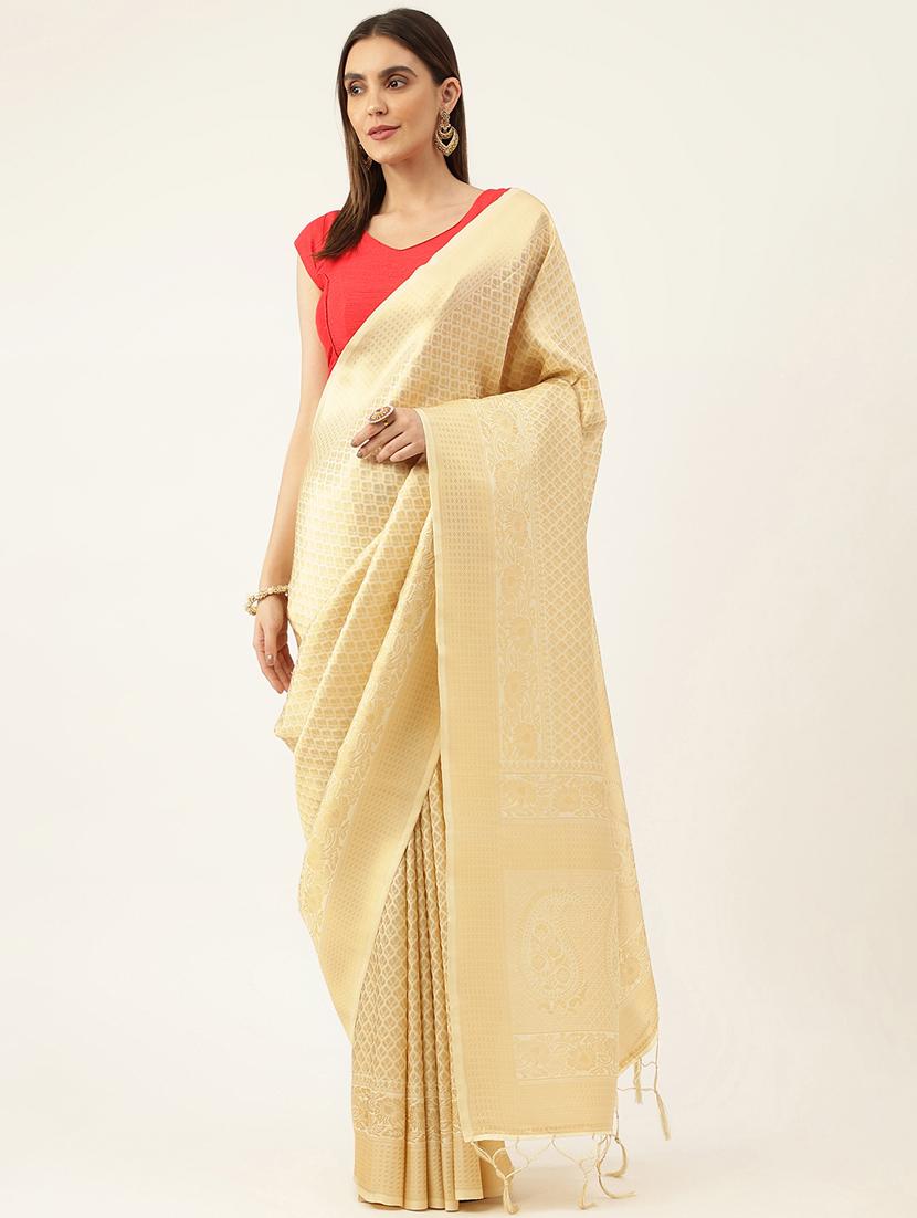 women self design banarasi saree with blouse