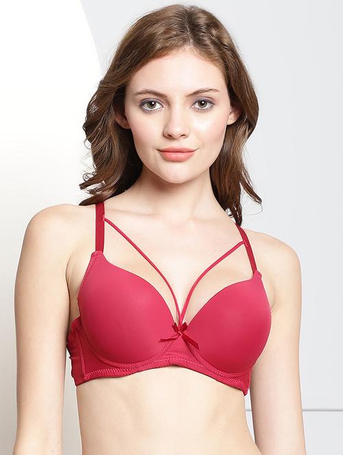 red polyester push up bra - 20264895 - Standard Image - 0