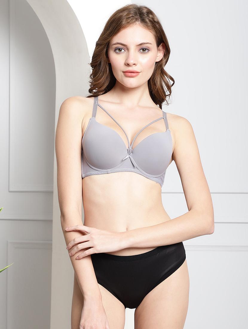 grey solids bras and panty set