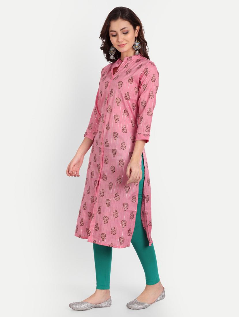 pink colored straight kurta - 20265422 - Standard Image - 2
