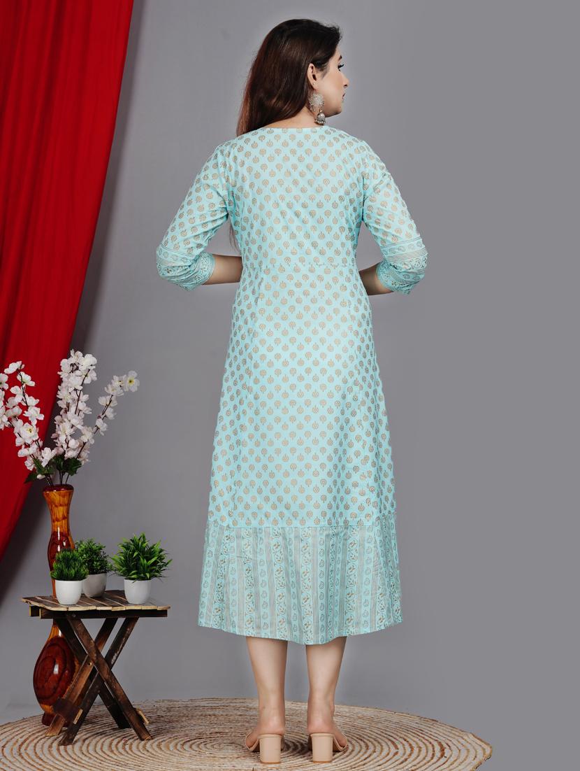 light blue colored a-line kurta - 20265471 - Standard Image - 2