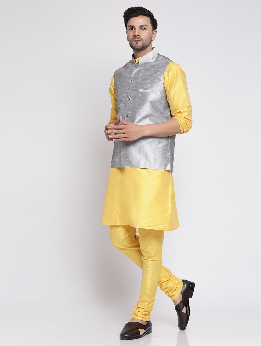 men solid kurta pyjama ethnic jacket set - 20265791 - Standard Image - 2