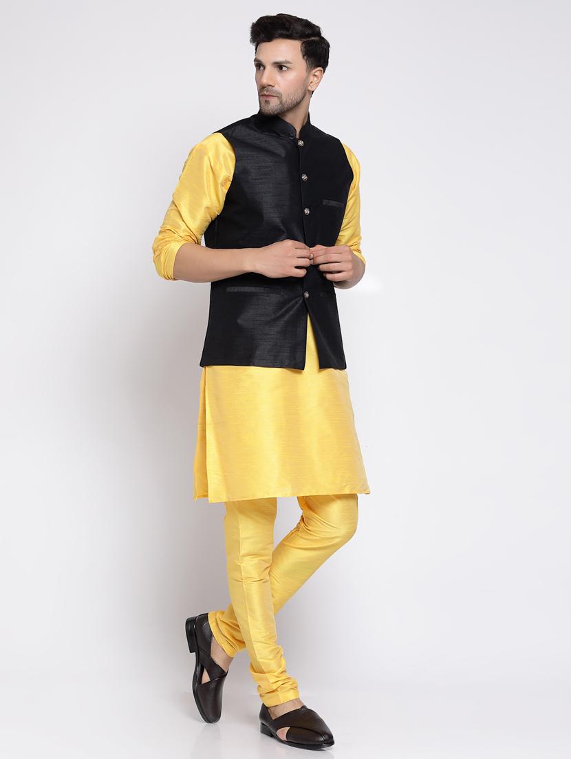 men solid kurta pyjama ethnic jacket set - 20265796 - Standard Image - 2