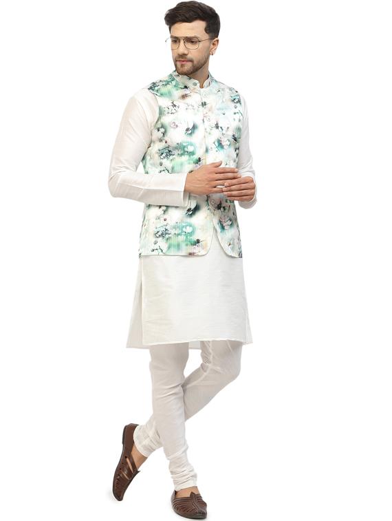 men floral kurta pyjama ethnic jacket set - 20265813 - Standard Image - 2