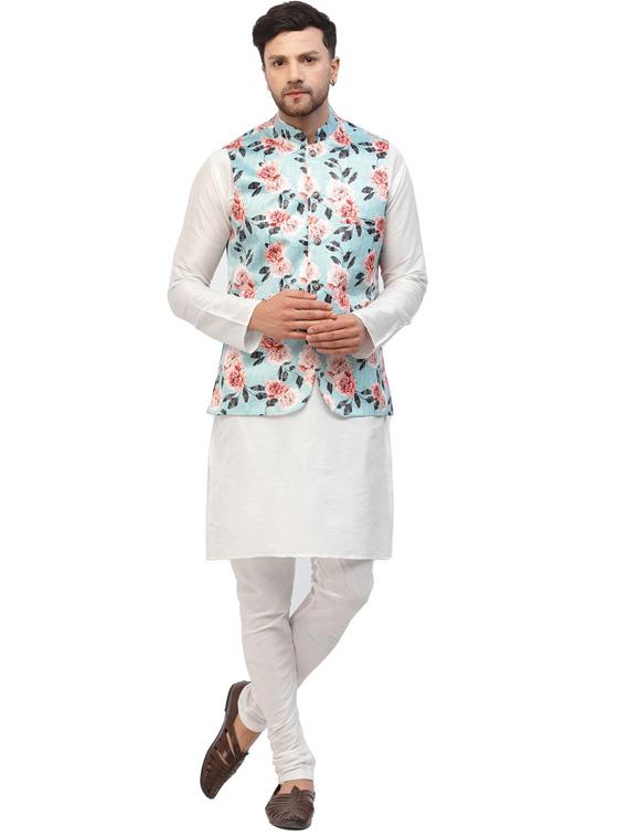 men floral kurta pyjama ethnic jacket set - 20265814 - Standard Image - 2