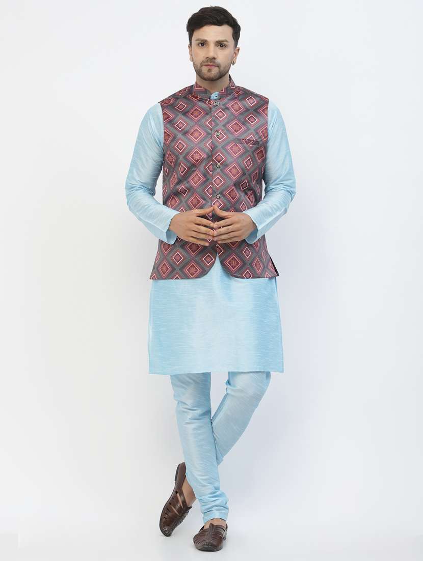 men geometric printed kurta pyjama ethnic wear set - 20265839 -  Standard Image - 2