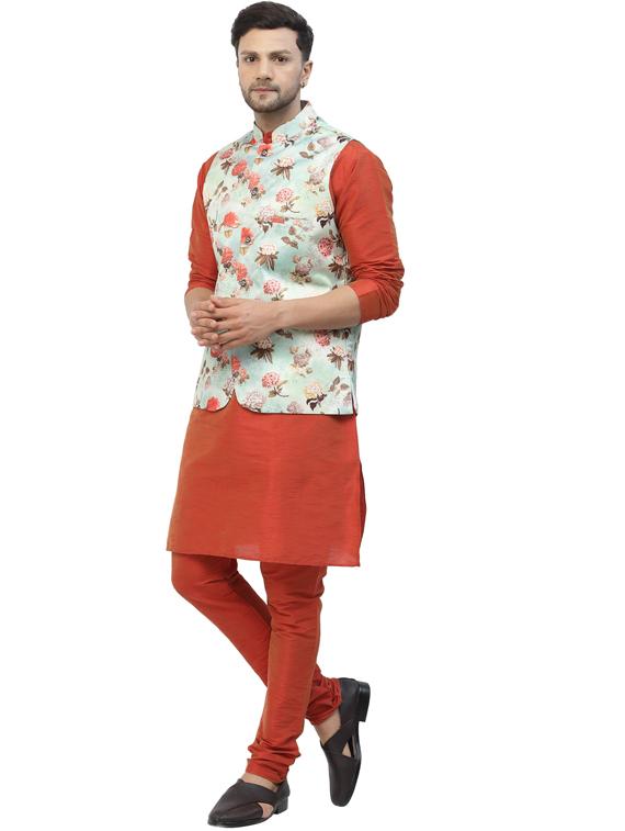 men floral kurta pyjama ethnic jacket set - 20265863 - Standard Image - 2