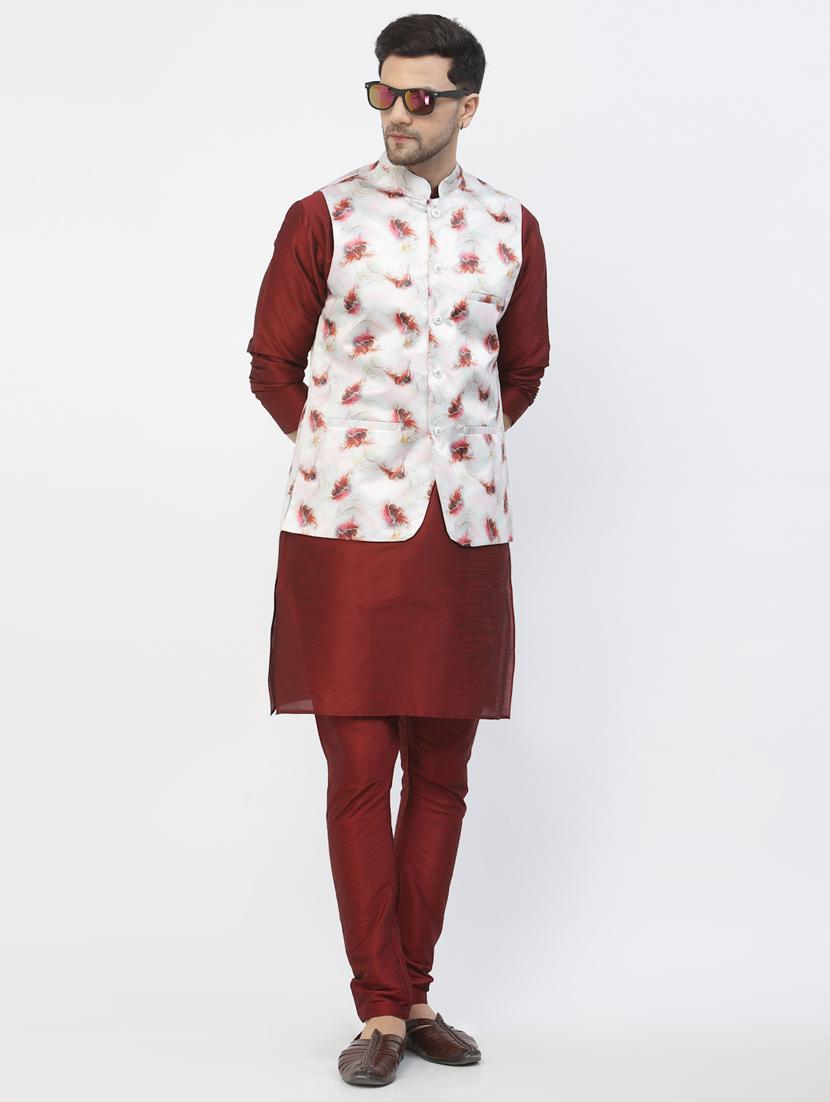 men floral kurta pyjama ethnic jacket set - 20265881 - Standard Image - 2
