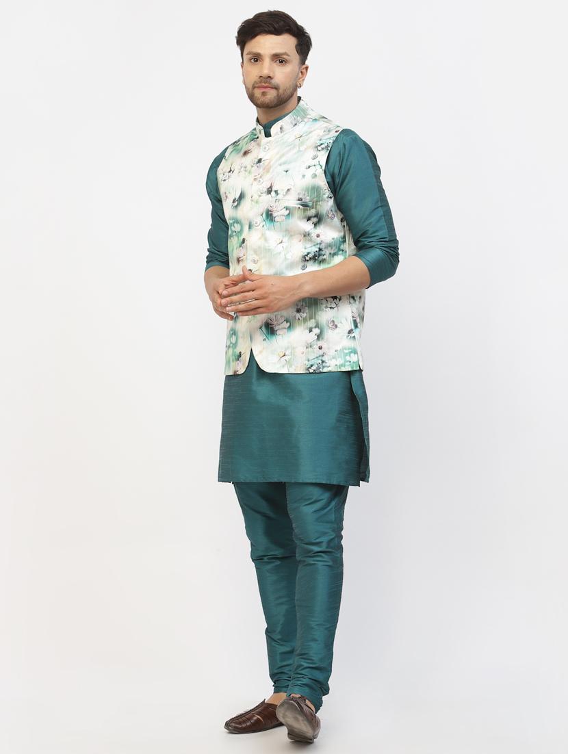 men floral kurta pyjama ethnic jacket set - 20265889 - Standard Image - 2