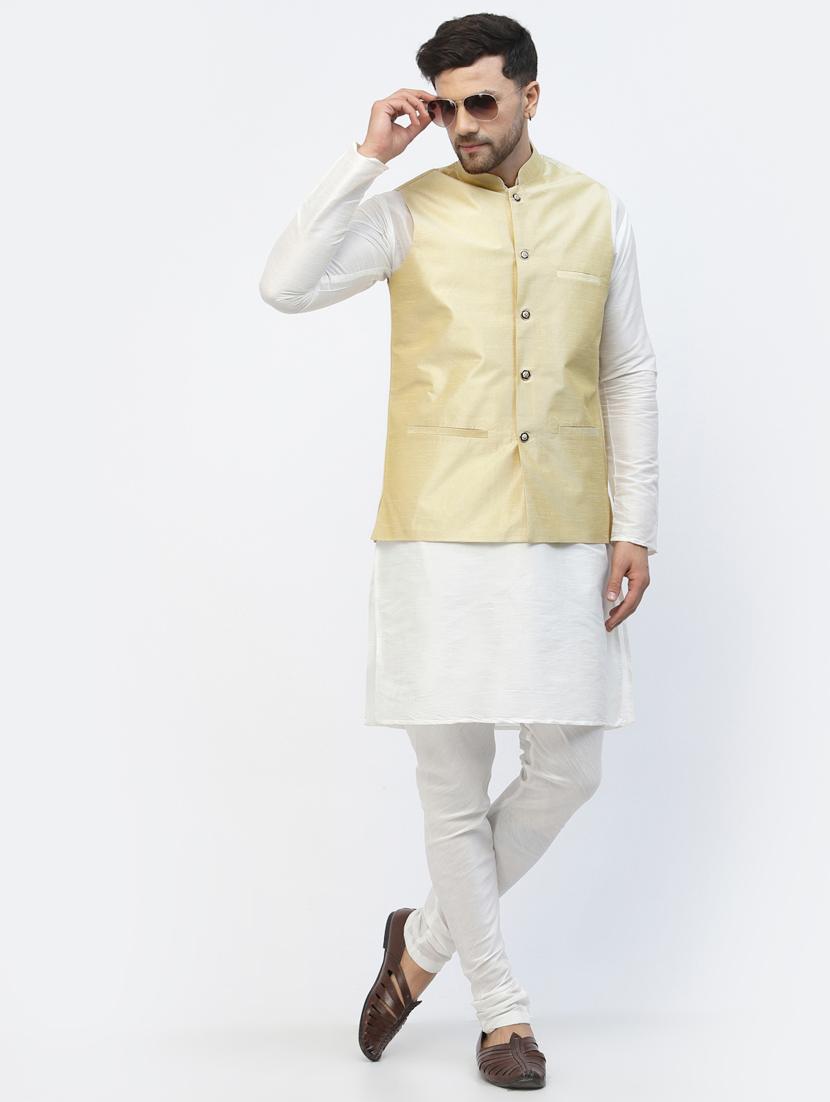 men solid kurta pyjama ethnic jacket set - 20265959 - Standard Image - 2