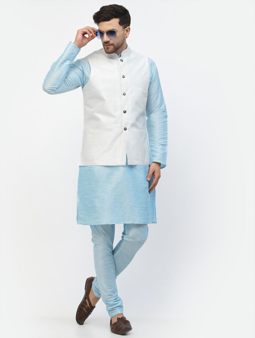 men solid kurta pyjama ethnic jacket set - 20265975 - Standard Image - 2