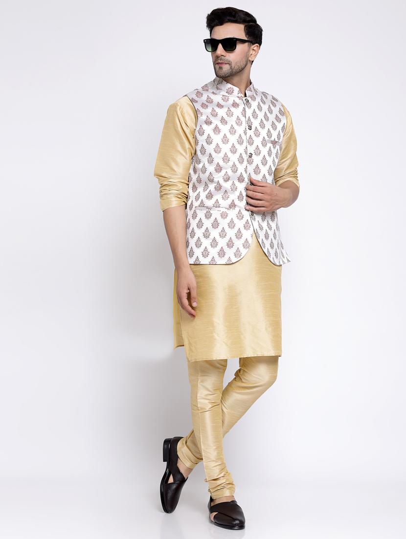 men embroidered kurta pyjama ethnic jacket set - 20266067 - Standard Image - 2