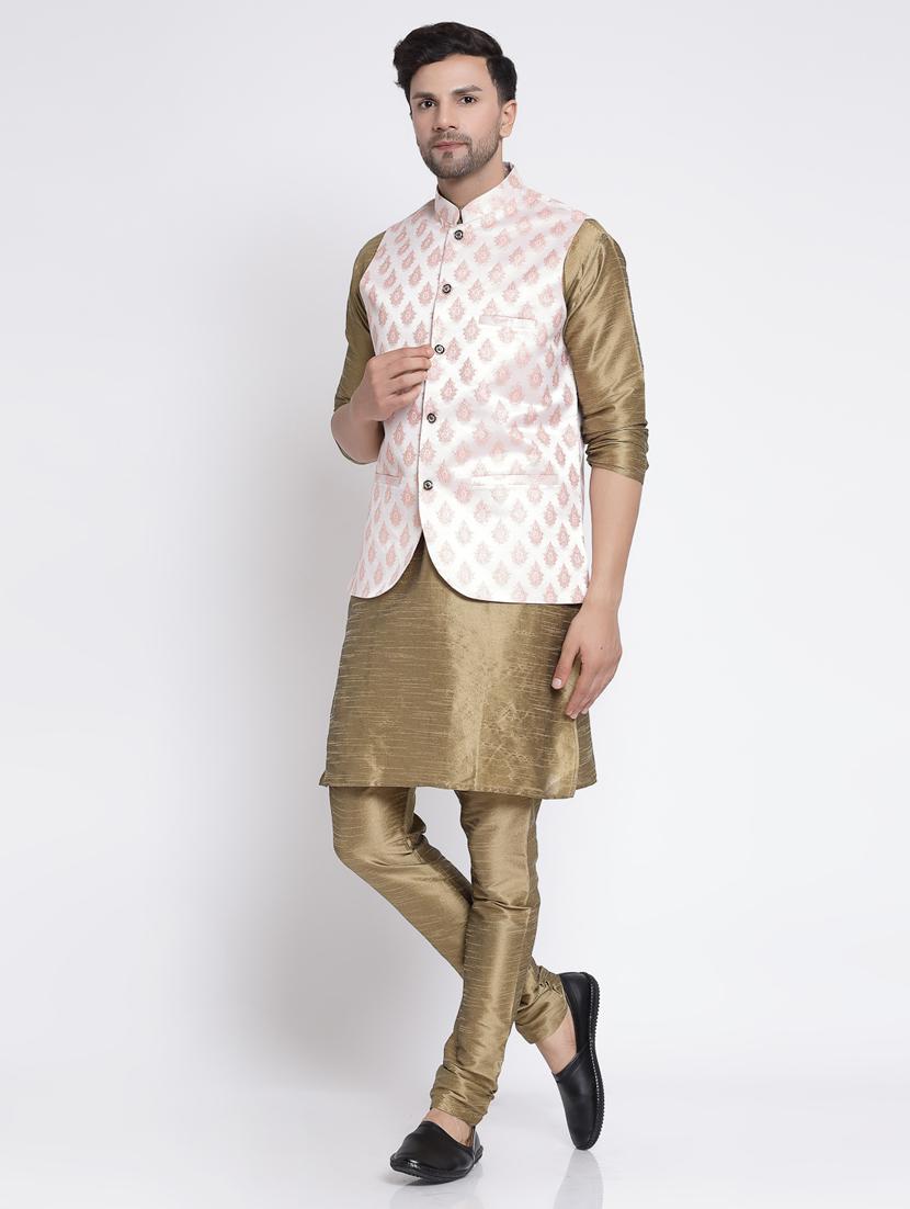 men embroidered kurta pyjama ethnic jacket set - 20266081 - Standard Image - 2